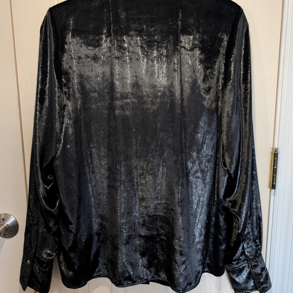 Frame Soft Touch Black Metallic Blouse, Size Large - Picture 6 of 14